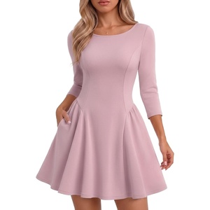 DRESSTELLS Cocktail Dresses for Women 2026, Short Fall Wedding Guest Party(Blush)