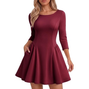 DRESSTELLS Cocktail Dresses for Women 2026, Short Fall Wedding Guest Party(Darkred)