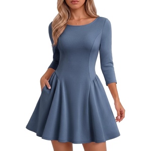 DRESSTELLS Cocktail Dresses for Women 2026, Short Fall Wedding Guest Party(Greyblue)