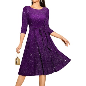 DRESSTELLS Women’s Cocktail Dresses, Sparkly Formal Wedding Guest Evening(Glitter_purple)