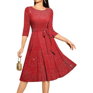 DRESSTELLS Women’s Cocktail Dresses, Sparkly Formal Wedding Guest Evening(Glitter_red)