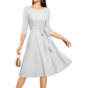 DRESSTELLS Women’s Cocktail Dresses, Sparkly Formal Wedding Guest Evening(Glitter_silver)
