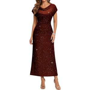 DRESSTELLS Women’s Sequin Formal Wedding Guest Dresses(Burgundy)