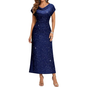 DRESSTELLS Women’s Sequin Formal Wedding Guest Dresses(Navy)