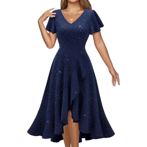 Women’s Cocktail Dress 2026, Formal Sequin Wedding Guest Bridesmaid Navy L