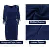 DRESSTELLS Dress with Chiffon Overlay Cape, 2023 Mother of The Bride Cocktail Wedding Guest Dress(Bodycon Navy)