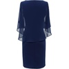DRESSTELLS Dress with Chiffon Overlay Cape, 2023 Mother of The Bride Cocktail Wedding Guest Dress(Bodycon Navy)