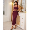 DRESSTELLS Sparkly Bodycon Maxi Cocktail Dress for Formal Wedding Guest(Burgungy)
