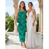 DRESSTELLS Sparkly Bodycon Maxi Cocktail Dress for Formal Wedding Guest(Darkgreen Floral)
