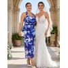 DRESSTELLS Sparkly Bodycon Maxi Cocktail Dress for Formal Wedding Guest(Navy White Flower)