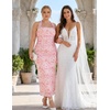 DRESSTELLS Sparkly Bodycon Maxi Cocktail Dress for Formal Wedding Guest(Pink Floral)