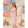 DRESSTELLS Sparkly Bodycon Maxi Cocktail Dress for Formal Wedding Guest(Pink Floral)