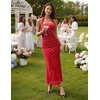 DRESSTELLS Sparkly Bodycon Maxi Cocktail Dress for Formal Wedding Guest(Red)