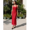 DRESSTELLS Sparkly Bodycon Maxi Cocktail Dress for Formal Wedding Guest(Red)