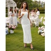 DRESSTELLS Sparkly Bodycon Maxi Cocktail Dress for Formal Wedding Guest(White)