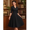 DRESSTELLS Vintage Midi Cocktail Dress for Women Wedding Guest 2026 Fall(Black)