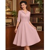 DRESSTELLS Vintage Midi Cocktail Dress for Women Wedding Guest 2026 Fall(Blush)