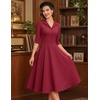 DRESSTELLS Vintage Midi Cocktail Dress for Women Wedding Guest 2026 Fall(Darkred)
