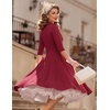DRESSTELLS Vintage Midi Cocktail Dress for Women Wedding Guest 2026 Fall(Darkred)