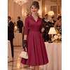 DRESSTELLS Vintage Midi Cocktail Dress for Women Wedding Guest 2026 Fall(Darkred)