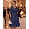 DRESSTELLS Vintage Midi Cocktail Dress for Women Wedding Guest 2026 Fall(Navy)