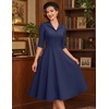 DRESSTELLS Vintage Midi Cocktail Dress for Women Wedding Guest 2026 Fall(Navy)