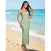 DRESSTELLS Women’s Floral Halter Bodycon Backless Maxi Ruched Wedding Guest Cocktail Party Dress(Lightgreen)