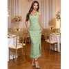 DRESSTELLS Women’s Floral Halter Bodycon Backless Maxi Ruched Wedding Guest Cocktail Party Dress(Lightgreen)