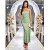DRESSTELLS Women’s Floral Halter Bodycon Backless Maxi Ruched Wedding Guest Cocktail Party Dress(Lightgreen)