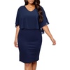 DRESSTELLS Dress with Chiffon Overlay Cape, 2023 Mother of The Bride Cocktail Wedding Guest Dress(Bodycon Navy)