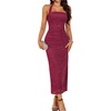 DRESSTELLS Sparkly Bodycon Maxi Cocktail Dress for Formal Wedding Guest(Dark Red)