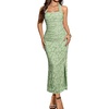 DRESSTELLS Women’s Floral Halter Bodycon Backless Maxi Ruched Wedding Guest Cocktail Party Dress(Lightgreen)